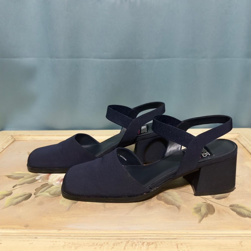 Women's Navy Block Heel Sandals